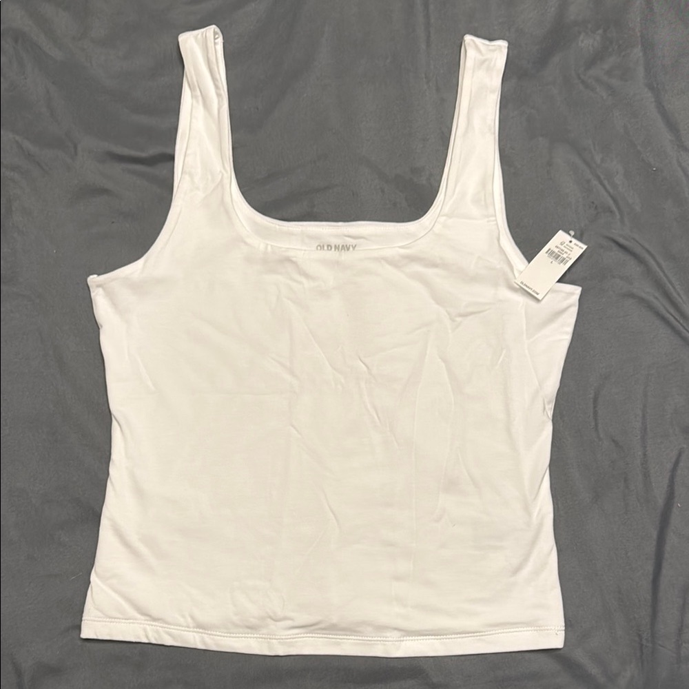 Old Navy White Fitted Sleeveless Tank Top